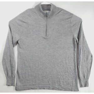 Joseph Abboud Sweater Mens XL Gray Long Sleeve Extra Fine Merino Wool 1/4 Zip